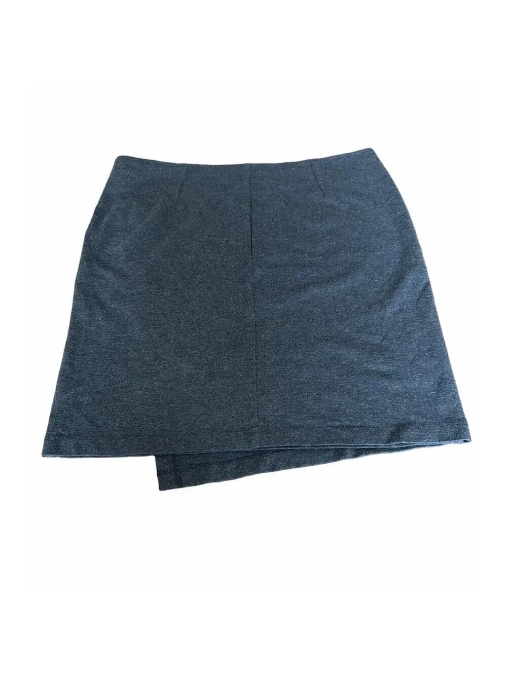 CAbi Wrap Mini Skirt 12 Charcoal Gray Faux Wrap work career party